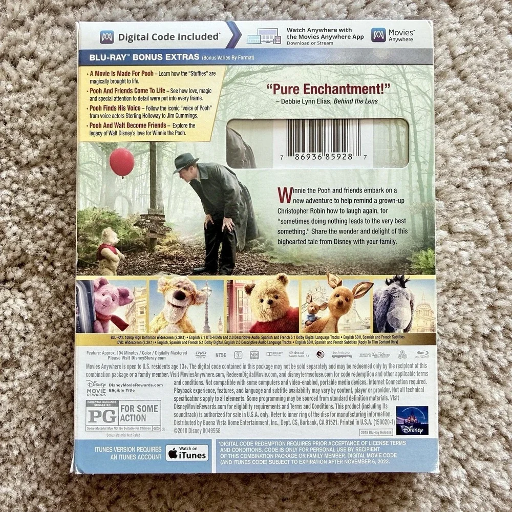 Christopher Robin Blu-ray/DVD/Digital 2018 2-Disc Slipcover Disney Ewan McGregor - Picture 2 of 8